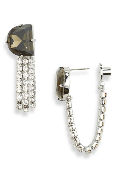 Shop Demarson Crystal D Chain Stud Earrings In Iridescent/ Smoke/ Crystal
