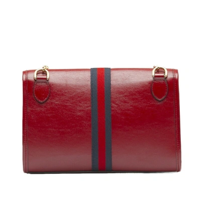 Shop Gucci Rajah Red Leather Shoulder Bag ()