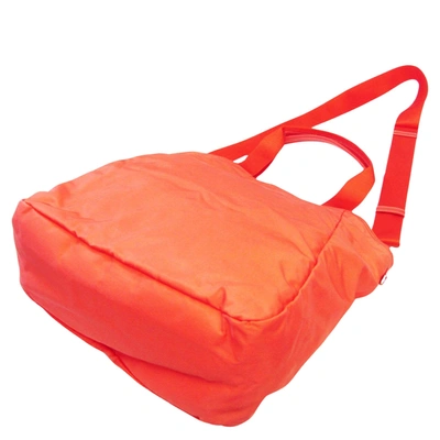 Shop Prada Vela Orange Synthetic Tote Bag ()