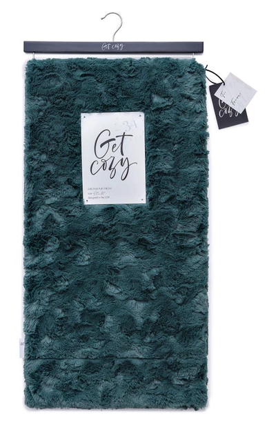 Shop Artisan 34 Embossed Faux Fur Throw Blanket In Green