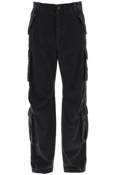 Shop Dolce & Gabbana Wide-leg Cargo Pants Men In Black