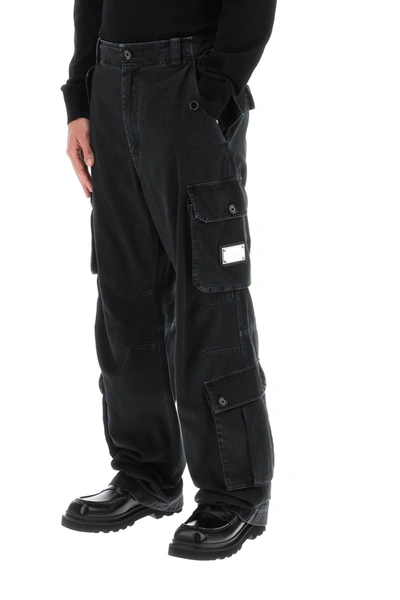 Shop Dolce & Gabbana Wide-leg Cargo Pants Men In Black