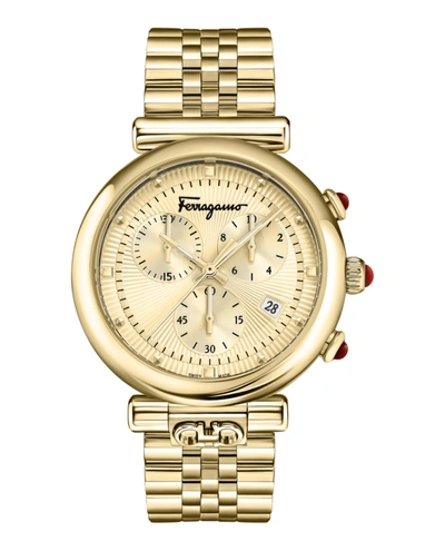 Shop Ferragamo Ora Chronograph Watch In Gold