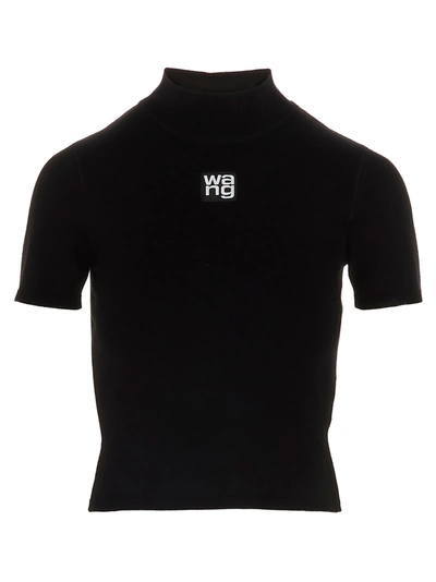 Shop Alexander Wang T Logo Viscose Top Tops In Black