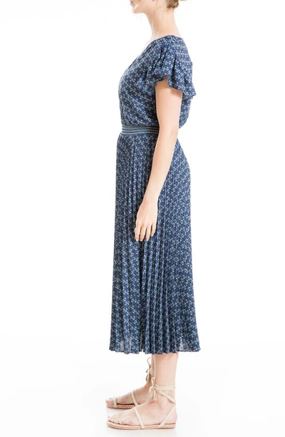 Shop Max Studio Flutter Sleeve Pleated Midi Dress In Blue