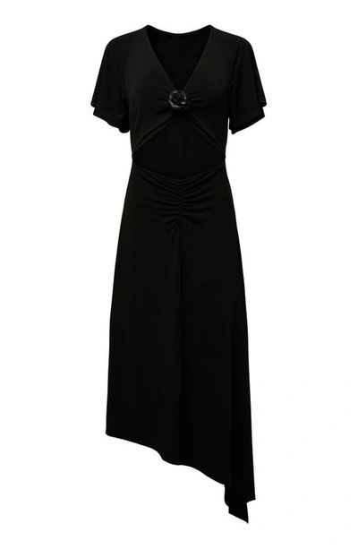 Shop Weworewhat Cutout Asymmetric Midi Dress In Black