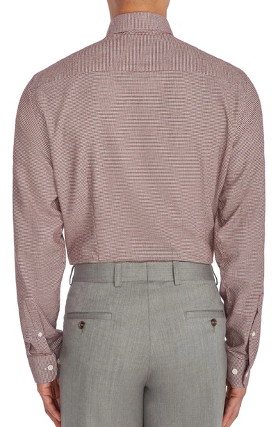 Shop Jack Victor Glen Modern Fit Houndstooth Check Cotton Button-up Shirt In Burgundy