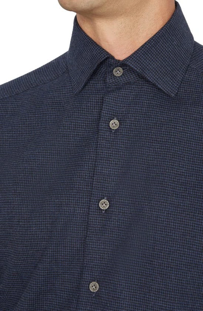 Shop Jack Victor Glen Modern Fit Houndstooth Check Cotton Button-up Shirt In Navy