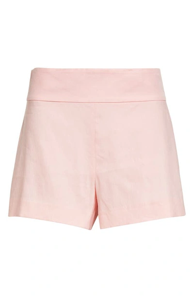 Shop Alice And Olivia Donald High Waist Linen Blend Shorts In Petal