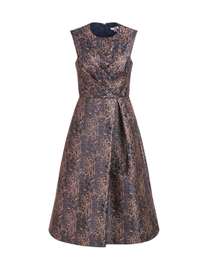 Shop Kay Unger Women's Rhoda Abstract Jacquard Midi-dress In Dark Midnight