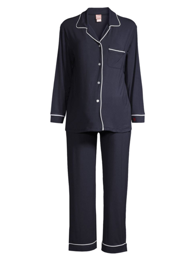 Shop Nom Maternity Women's Penelope Piped Pajama Set In Navy