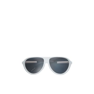 Shop Moncler Roque Pilot Sunglasses White In Blanc