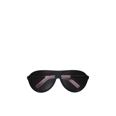 Shop Moncler Roque Pilot Sunglasses Black In Noir