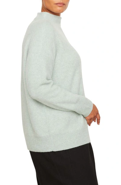 Shop Vince Funnel Neck Cashmere Sweater In Heather Mint Glass