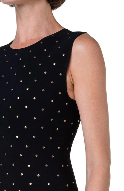 Shop Akris Punto Stud Detail Sleeveless Fit & Flare Dress In Black