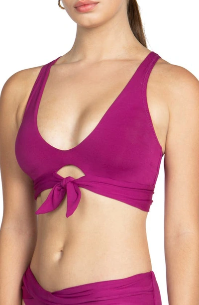 Shop Robin Piccone Ava Knot Front Bikini Top In Acai