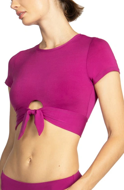 Shop Robin Piccone Ava Knot Front Tee Bikini Top In Acai