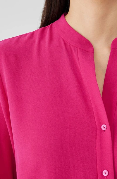 Shop Eileen Fisher Long Sleeve Silk Blouse In Azalea