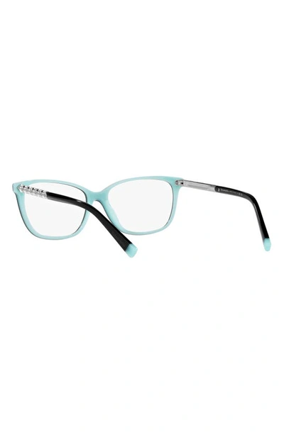 Shop Tiffany & Co 54mm Rectangular Optical Glasses In Black Blue