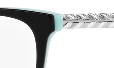 Shop Tiffany & Co 54mm Rectangular Optical Glasses In Black Blue