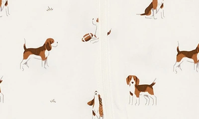 Shop Petit Lem Beagle Print Stretch Organic Cotton Footie In Off White