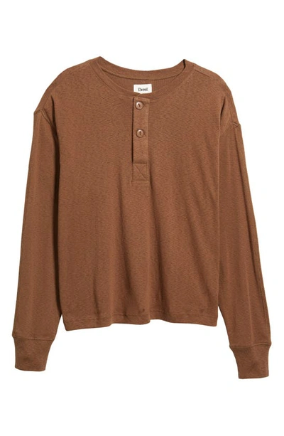 Shop Elwood Military Cotton Henley In Tobacco