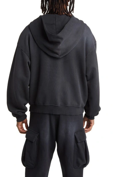 Shop Elwood Button Placket Organic Cotton Hoodie In Black Ink