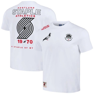 Shop Staple Nba X  Cream Portland Trail Blazers Home Team T-shirt In White