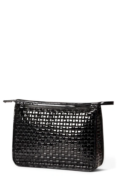 Shop Mz Wallace Woven Clutch In Black Lacquer