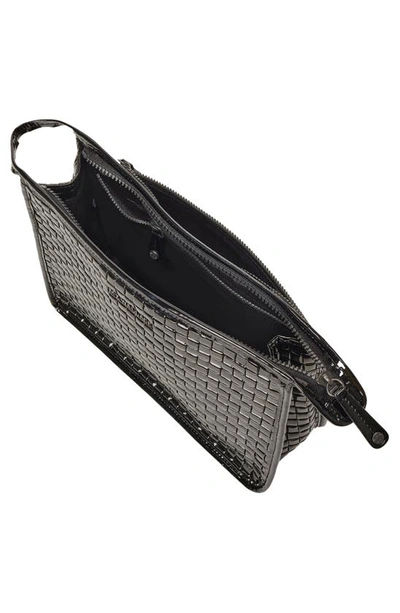 Shop Mz Wallace Woven Clutch In Black Lacquer