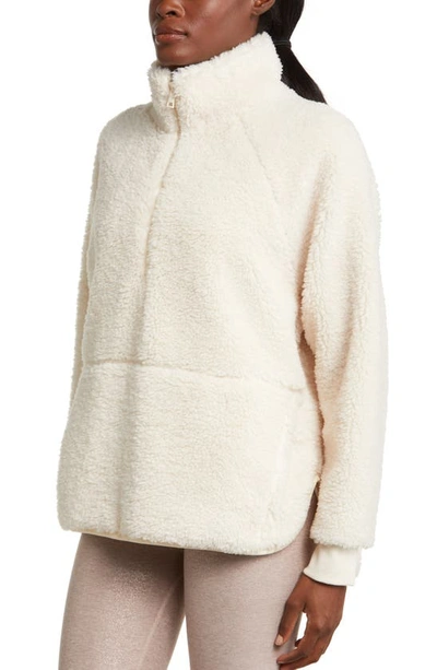 Shop Beyond Yoga Take Flight High Pile Fleece Half Zip Pullover In Ivory