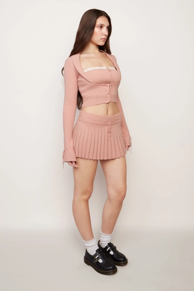 Shop Danielle Guizio Ny Cielo Pleated Knit Mini Skirt In Woodrose