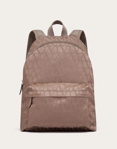 Shop Valentino Garavani Toile Iconographe Backpack In Technical Fabric In Clay