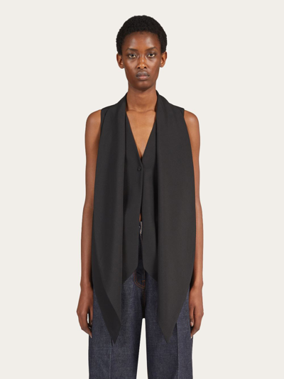 Shop Ferragamo Woman Waistcoat With Sash In Black