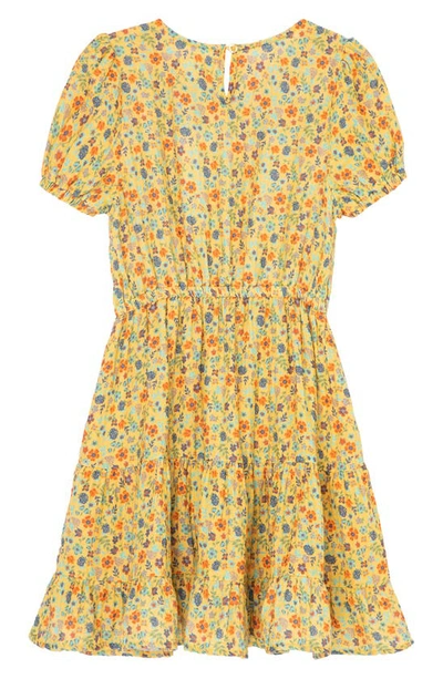 Shop Peek Aren't You Curious Kids' Floral Tiered Dress In Yellow Print