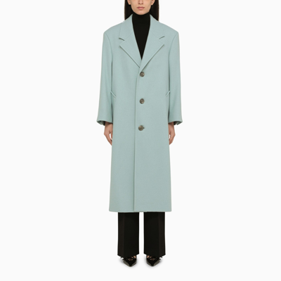 Shop Ami Alexandre Mattiussi Ami Paris Aquamarine Wool Single Breasted Coat