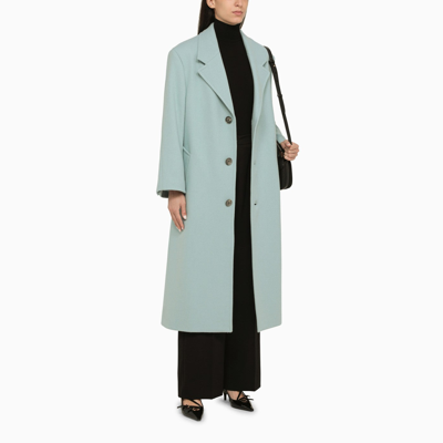 Shop Ami Alexandre Mattiussi Ami Paris Aquamarine Wool Single Breasted Coat