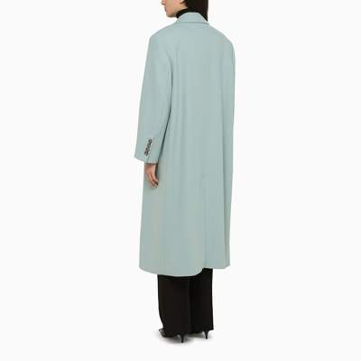 Shop Ami Alexandre Mattiussi Ami Paris Aquamarine Wool Single Breasted Coat