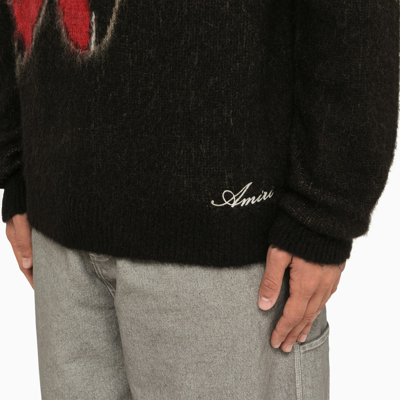 Shop Amiri Black Crew Neck Sweater With Inlay