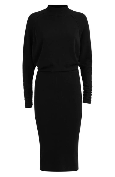 Shop Reiss Freya Mock Neck Long Sleeve Sweater Dress In Black
