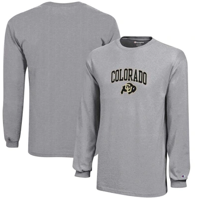 Shop Champion Youth  Gray Colorado Buffaloes Arch Over Logo Long Sleeve Jersey T-shirt