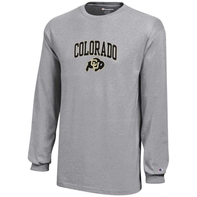 Shop Champion Youth  Gray Colorado Buffaloes Arch Over Logo Long Sleeve Jersey T-shirt