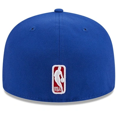 Shop New Era Blue Detroit Pistons Chainstitch Logo Pin 59fifty Fitted Hat