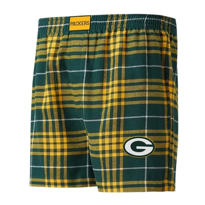 Shop Concepts Sport Green/gold Green Bay Packers Concord Flannel Boxers