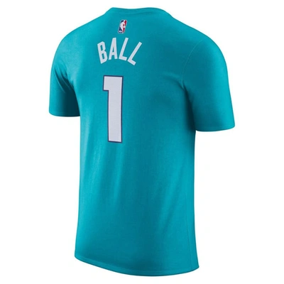Shop Nike Lamelo Ball Teal Charlotte Hornets Icon 2022/23 Name & Number T-shirt