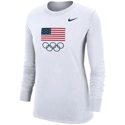 Shop Nike White Team Usa Core Long Sleeve T-shirt