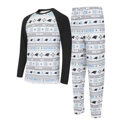 Shop Concepts Sport White/black Carolina Panthers Tinsel Raglan Long Sleeve T-shirt & Pants Sleep Set