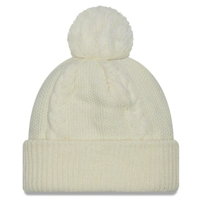 Shop New Era White Usmnt Cabled Cuffed Knit Hat With Pom