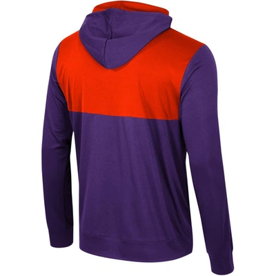 Shop Colosseum Purple Clemson Tigers Warm Up Long Sleeve Hoodie T-shirt