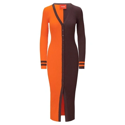 Shop Staud Orange/brown Cleveland Browns Shoko Knit Button-up Sweater Dress